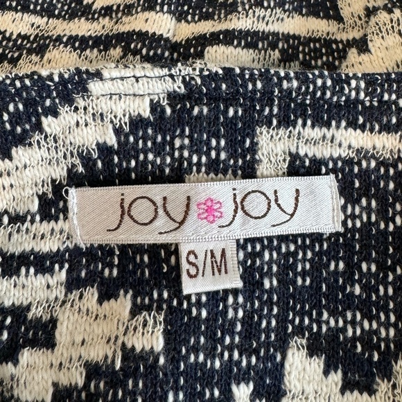 Joy Joy Blue White Tassel Edging V-Neck Poncho (S/M) - Picture 9 of 10